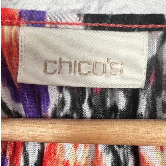 Chico's Womens L Boho‎ Peasant Artsy Maximalist Southwestern Ikat Tunic Blouse - Picture 7 of 12